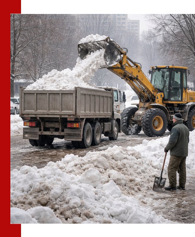 Вывоз снега грузовой техникой в Можге оперативно и чисто