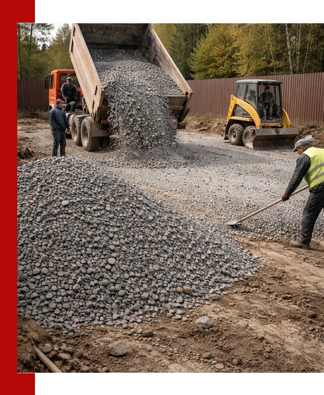 Отсыпка участка щебнем с доставкой и уплотнением в Можге