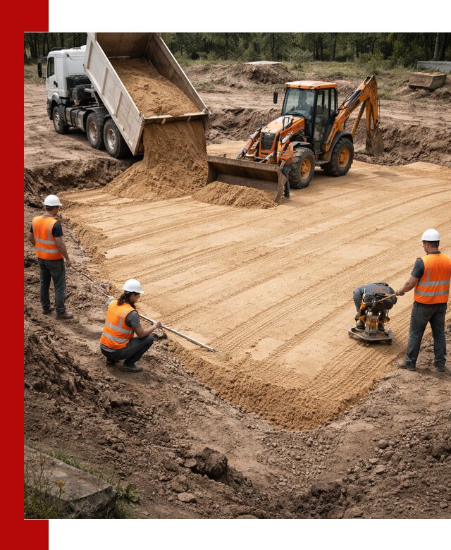 Устройство песчаной подушки для фундаментов и дорог в Можге